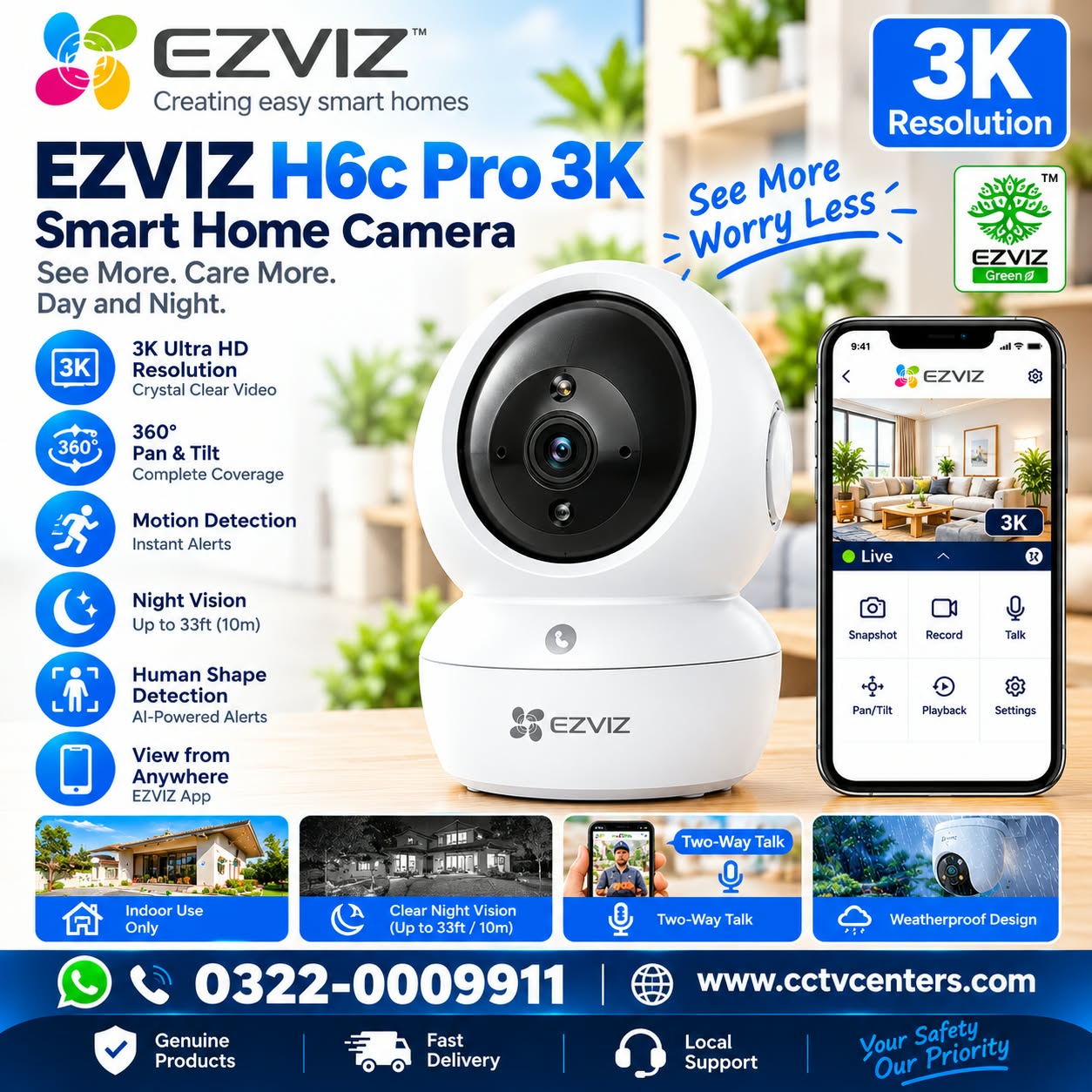 Ezviz Camera H6C 5MP 3K Price in Pakistan Lahore...